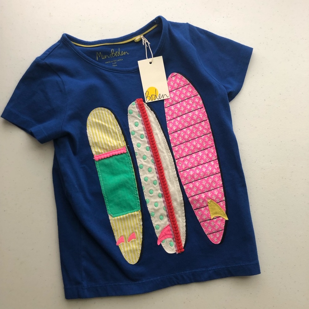 NWT girls Mini Boden surfboard shirt tee size 4/5T